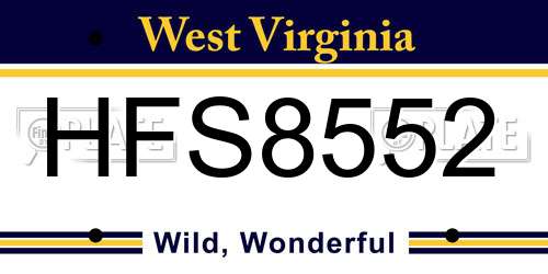 HFS8552 West Virginia License Plate