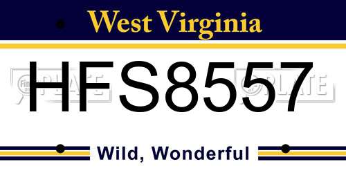 HFS8557 West Virginia License Plate