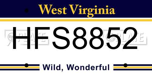 HFS8852 West Virginia License Plate