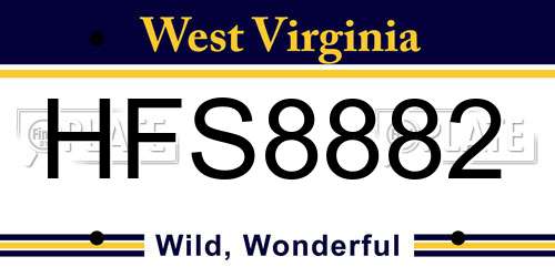 HFS8882 West Virginia License Plate