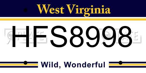 HFS8998 West Virginia License Plate