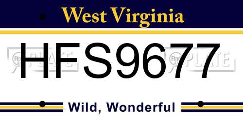 HFS9677 West Virginia License Plate