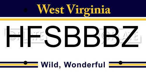HFSBBBZ West Virginia License Plate