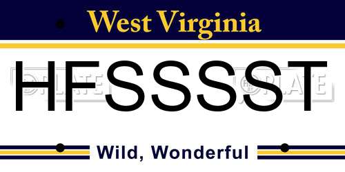 HFSSSST West Virginia License Plate
