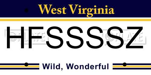 HFSSSSZ West Virginia License Plate