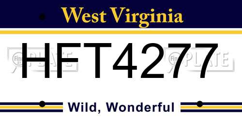 HFT4277 West Virginia License Plate
