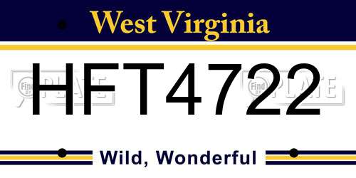 HFT4722 West Virginia License Plate
