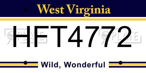 HFT4772 West Virginia License Plate