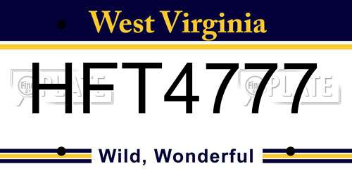 HFT4777 West Virginia License Plate