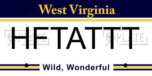 HFTATTT West Virginia License Plate