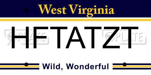 HFTATZT West Virginia License Plate