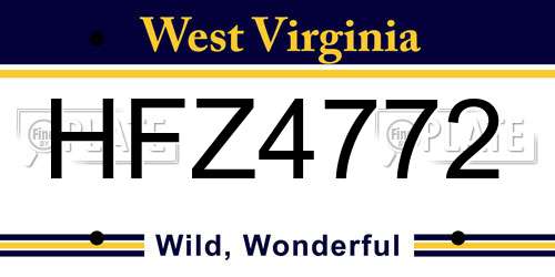 HFZ4772 West Virginia License Plate