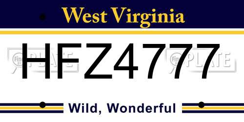 HFZ4777 West Virginia License Plate