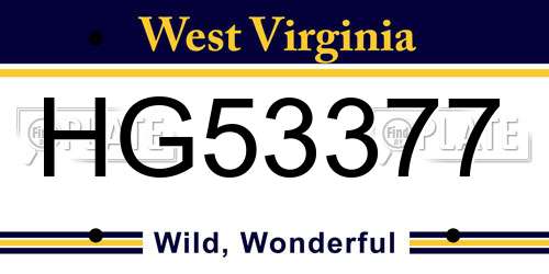 HG53377 West Virginia License Plate