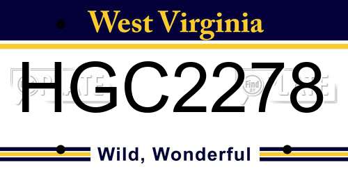 HGC2278 West Virginia License Plate