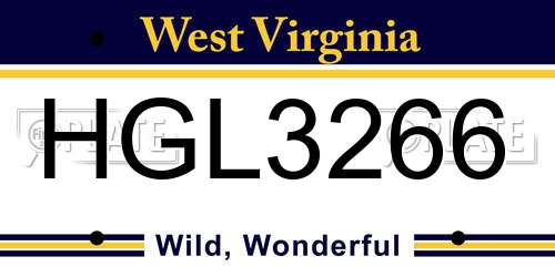 HGL3266 West Virginia License Plate