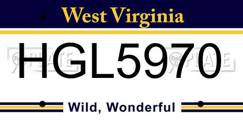 HGL5970 West Virginia License Plate