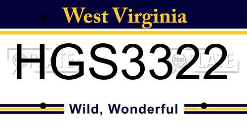 HGS3322 West Virginia License Plate