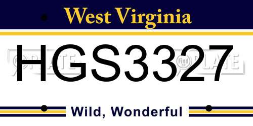 HGS3327 West Virginia License Plate