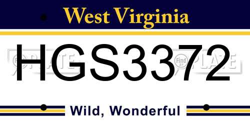 HGS3372 West Virginia License Plate