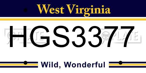 HGS3377 West Virginia License Plate