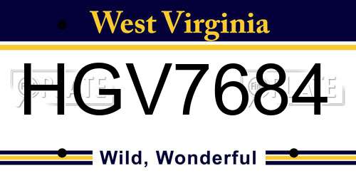 HGV7684 West Virginia License Plate