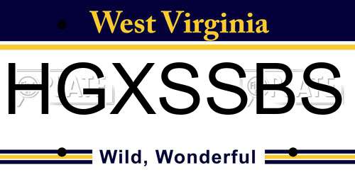 HGXSSBS West Virginia License Plate