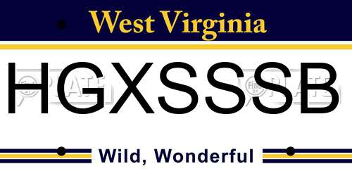 HGXSSSB West Virginia License Plate