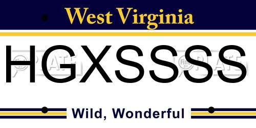 HGXSSSS West Virginia License Plate