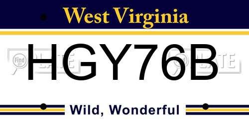 HGY76B West Virginia License Plate