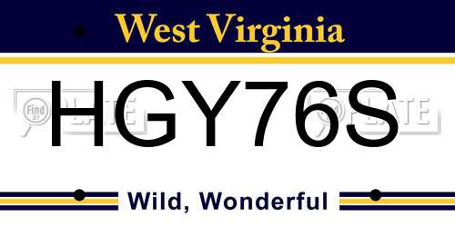 HGY76S West Virginia License Plate