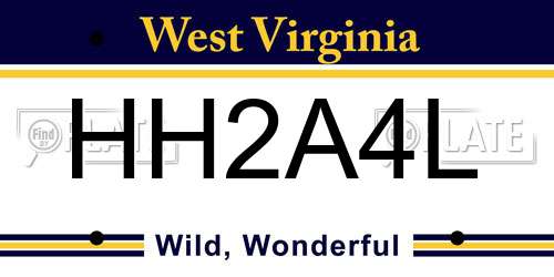HH2A4L West Virginia License Plate