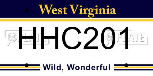 HHC201 West Virginia License Plate