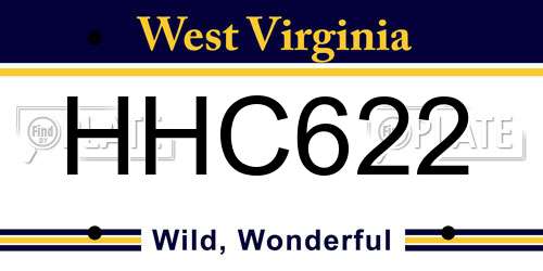 HHC622 West Virginia License Plate