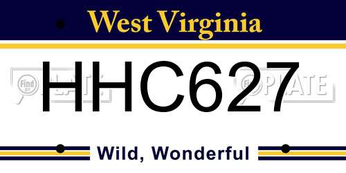 HHC627 West Virginia License Plate