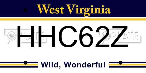 HHC62Z West Virginia License Plate