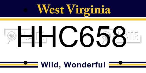 HHC658 West Virginia License Plate