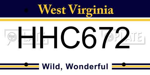 HHC672 West Virginia License Plate