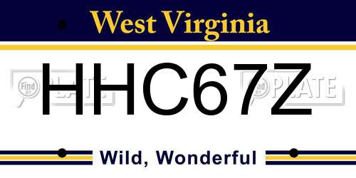 HHC67Z West Virginia License Plate