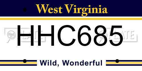 HHC685 West Virginia License Plate