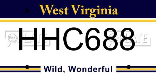 HHC688 West Virginia License Plate