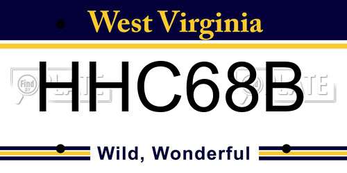 HHC68B West Virginia License Plate