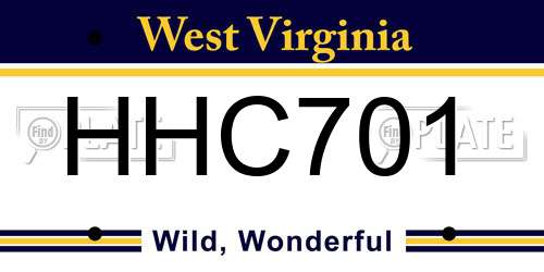 HHC701 West Virginia License Plate