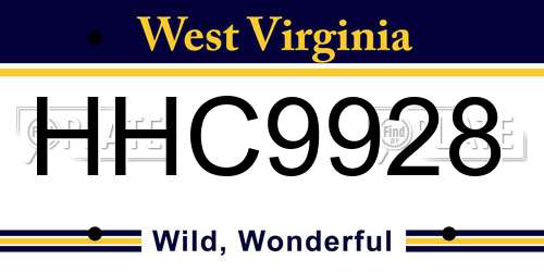 HHC9928 West Virginia License Plate