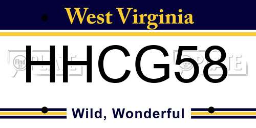HHCG58 West Virginia License Plate