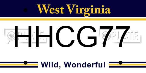 HHCG77 West Virginia License Plate