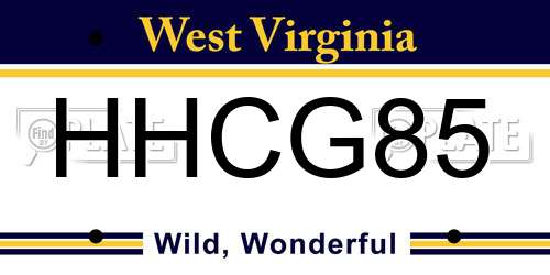 HHCG85 West Virginia License Plate
