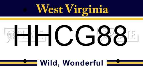 HHCG88 West Virginia License Plate