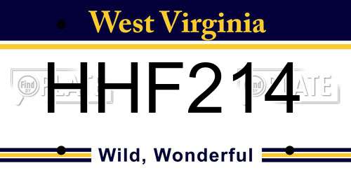 HHF214 West Virginia License Plate