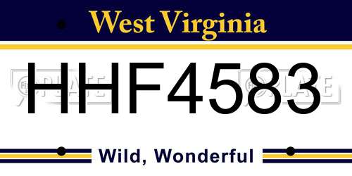 HHF4583 West Virginia License Plate